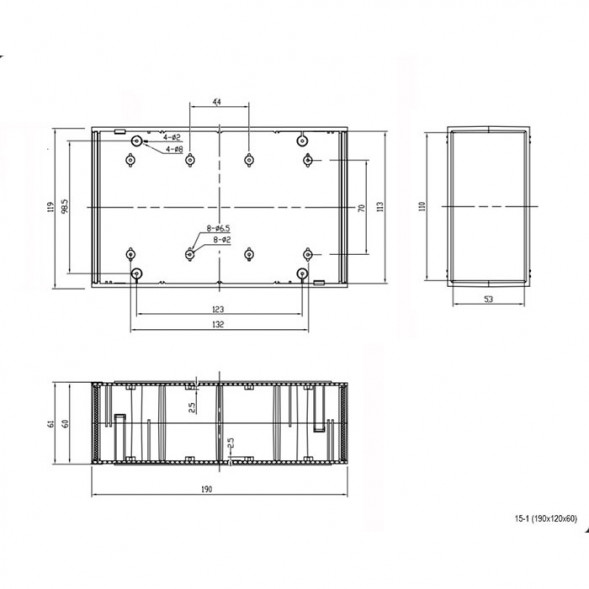 15-1 (190х120х60) Корпус для РЭА корпус пластиковый настольный