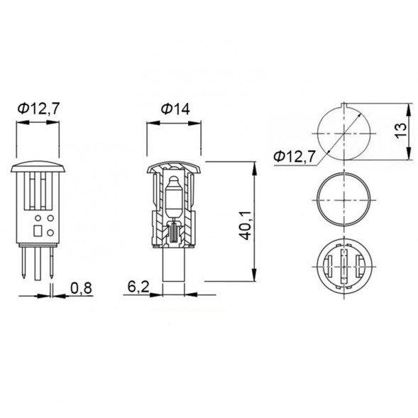 MDX-14 orange 220V Лампа неоновая в корпусе (оранжевый)