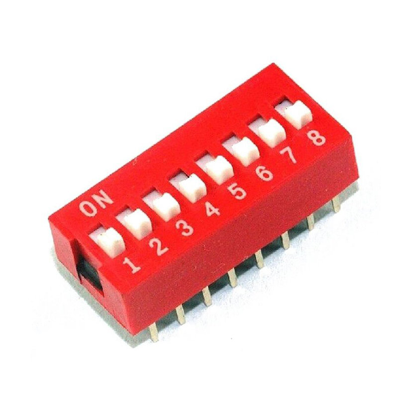 8 pin DIP переключатель красный шаг 2.54мм