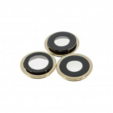 Стекло камеры для iPhone 12 Pro (золото) в рамке (комплект 3 шт)