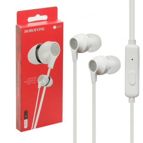 Наушники BM28 Borofone гарнитура с микрофоном (белые)