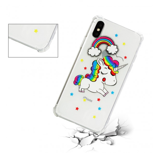 TPU Чехол с единорогом для iPhone 10 X (белый)
