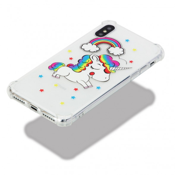 TPU Чехол с единорогом для iPhone 10 X (белый)