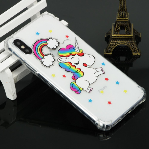 TPU Чехол с единорогом для iPhone 10 X (белый)