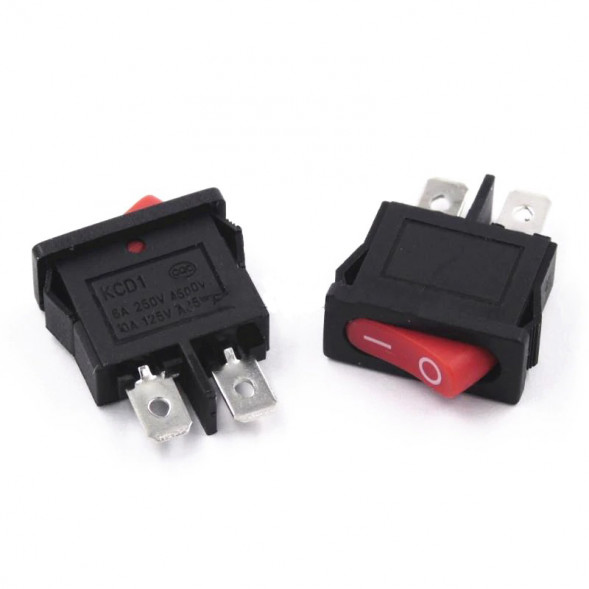 Переключатель ON-OFF 6A 250VAC 2Pin KCD1-110 10x22мм (красная клавиша)