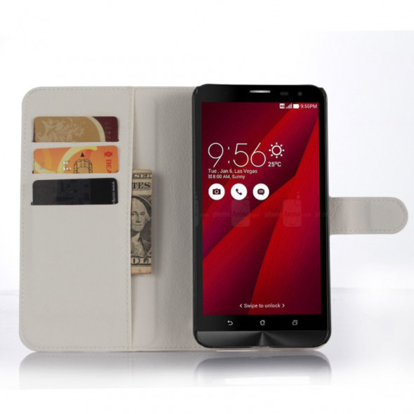Чехол книжка с визитницей для Asus Zenfone 2 Laser ZE601KL (Белый)