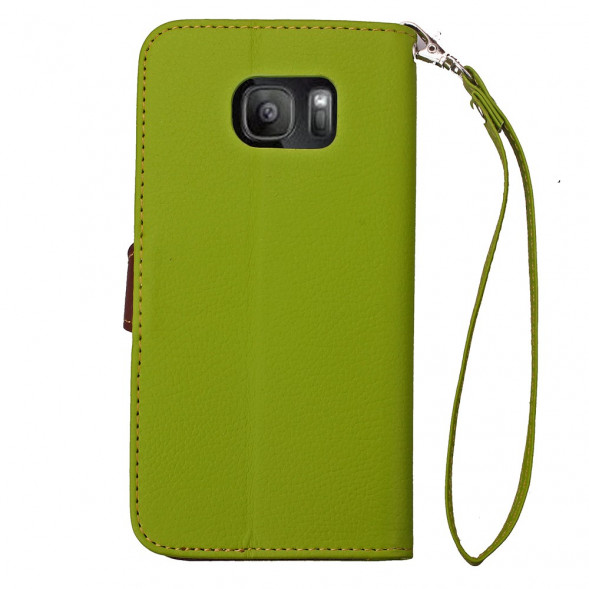 Чехол книжка с застежкой цветок для Samsung Galaxy S7 Edge G935 (Зеленый)