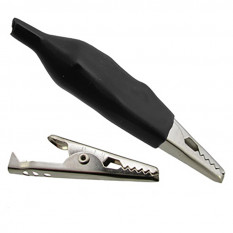 8-0027 black Зажим "Крокодил" с изолятором 10А, 43.5мм (черный)