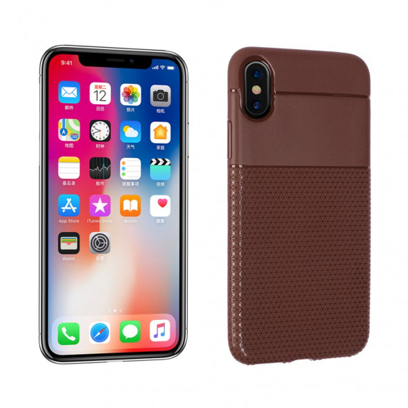 TPU Чехол с треугольниками для iPhone 10 X (коричневый)