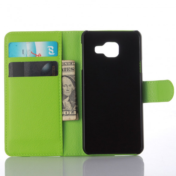 Чехол книжка с визитницей для Samsung Galaxy A3 (2016) SM-A310 (Зеленый)