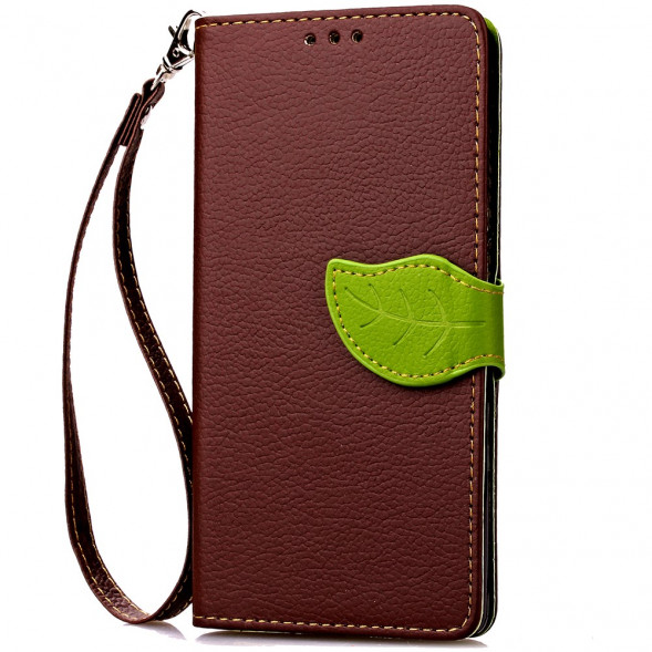 Чехол книжка с застежкой цветок для Samsung Galaxy S7 Edge G935 (Коричневый)