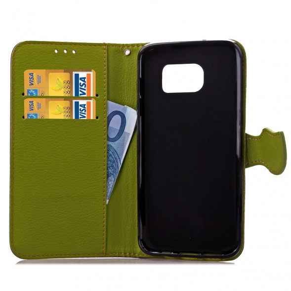 Чехол книжка с застежкой цветок для Samsung Galaxy S7 Edge G935 (Коричневый)