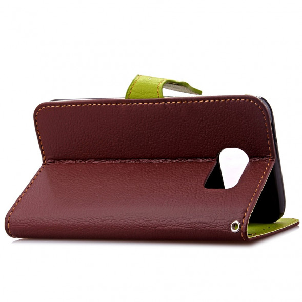 Чехол книжка с застежкой цветок для Samsung Galaxy S7 Edge G935 (Коричневый)