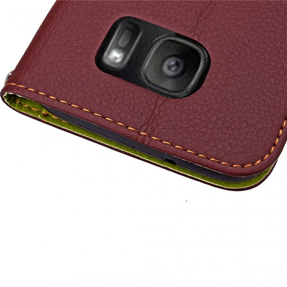 Чехол книжка с застежкой цветок для Samsung Galaxy S7 Edge G935 (Коричневый)