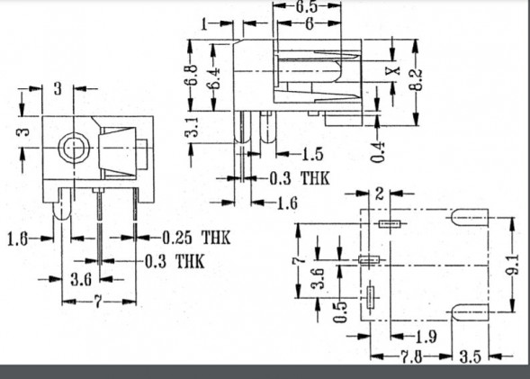 DC-004 2.0mm гнездо DC питания на плату