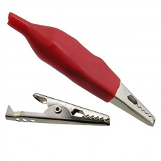 8-0027 red Зажим "Крокодил" с изолятором 10А, 43.5мм (красный)