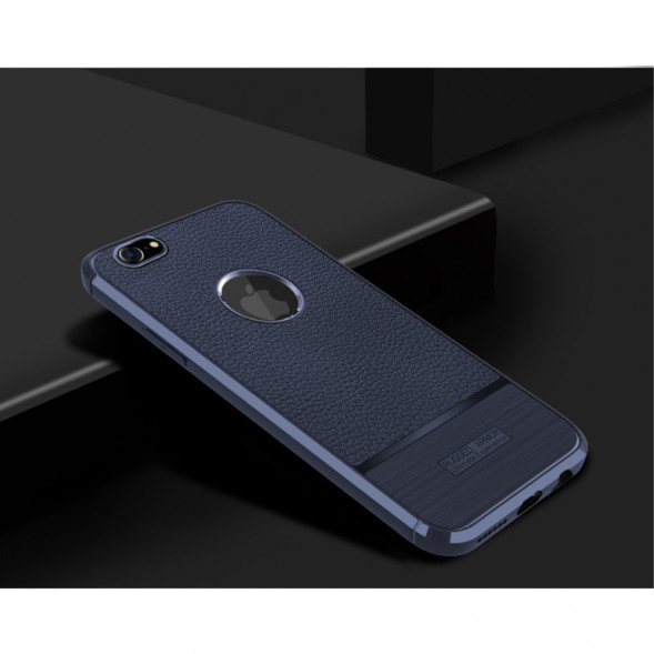 Чехол накладка Litchi для iPhone 6s / 6 (Темно-синий)