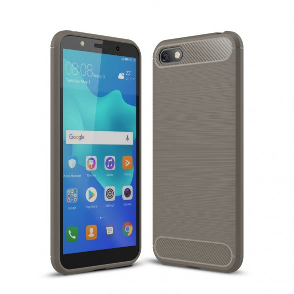 Чехол Carbon Fibre для Huawei Y5 Prime (2018) / Huawei Honor 7A (DUA-L22) (серый)