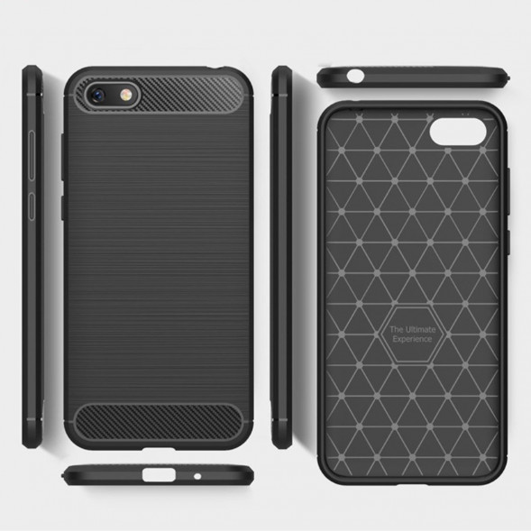Чехол Carbon Fibre для Huawei Y5 Prime (2018) / Huawei Honor 7A (DUA-L22) (серый)