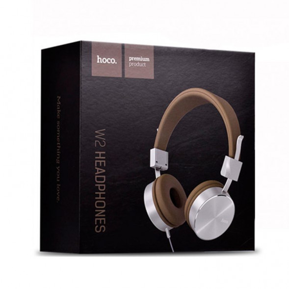 Наушники полноразмерные HOCO W2 микрофон, кабель 1.2м (коричневый)