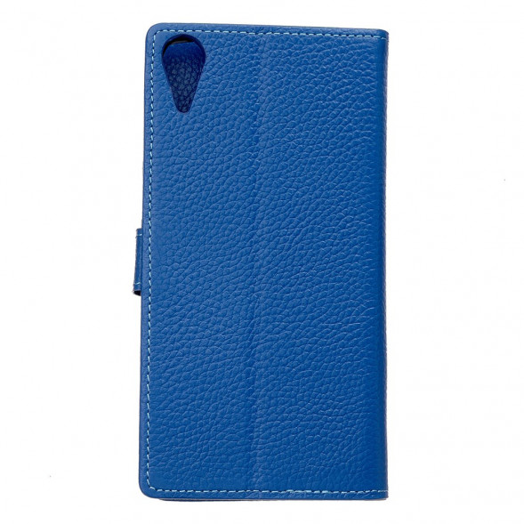Кожаный чехол книжка с визитницей для HTC Desire 828 (Синий)