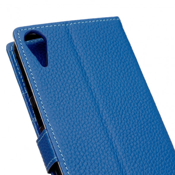 Кожаный чехол книжка с визитницей для HTC Desire 828 (Синий)