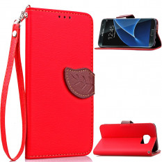 Чехол книжка с застежкой цветок для Samsung Galaxy S7 Edge G935 (Красный)