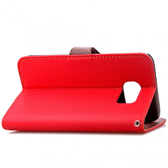 Чехол книжка с застежкой цветок для Samsung Galaxy S7 Edge G935 (Красный)