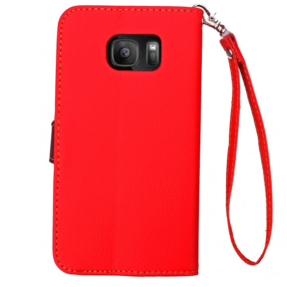 Чехол книжка с застежкой цветок для Samsung Galaxy S7 Edge G935 (Красный)