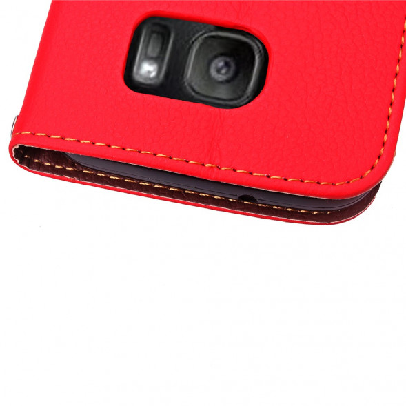 Чехол книжка с застежкой цветок для Samsung Galaxy S7 Edge G935 (Красный)