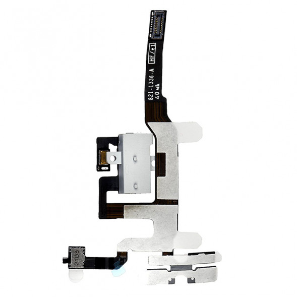 Шлейф аудио разъёма для iPhone 4S белый с кнопками громкости