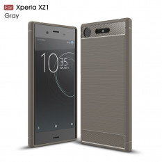 Чехол накладка Carbon Fiber для Sony Xperia XZ1 (серый)
