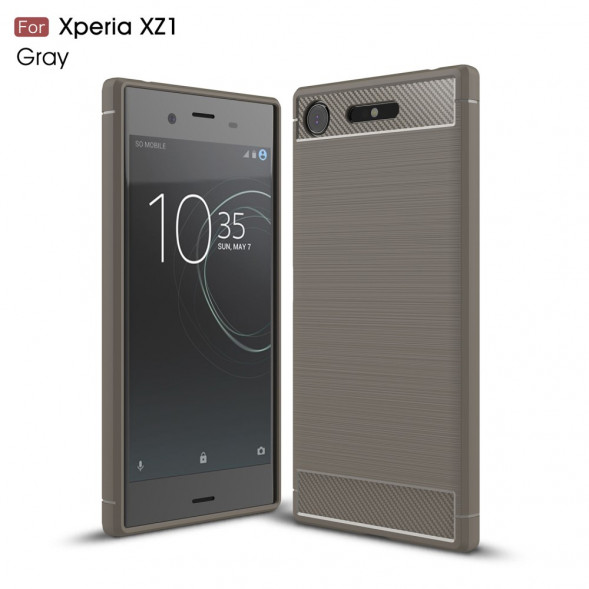 Чехол накладка Carbon Fiber для Sony Xperia XZ1 (серый)