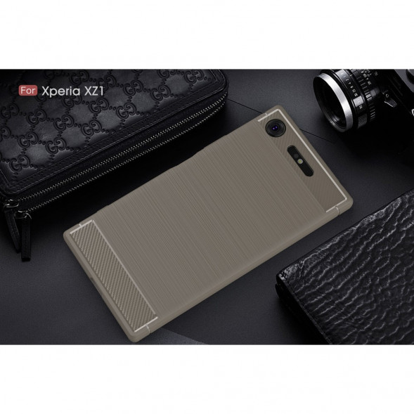 Чехол накладка Carbon Fiber для Sony Xperia XZ1 (серый)