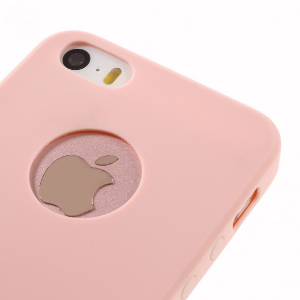 Матовый силиконовый чехол для iPhone SE, 5s, 5 (розовый)