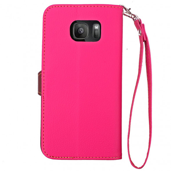 Чехол книжка с застежкой цветок для Samsung Galaxy S7 Edge G935 (Розовый)