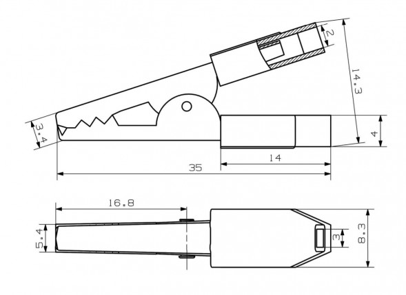 8-0029 red Зажим &quot;Крокодил&quot; с изолятором 5А, 35мм (красный)