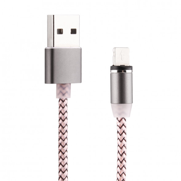 Магнитный кабель зарядки для iPhone 7, 7 Plus, iPhone 6s, 6s Plus, iPhone 6, 6 Plus, iPhone 5, 5C, 5S, SE (розовый)