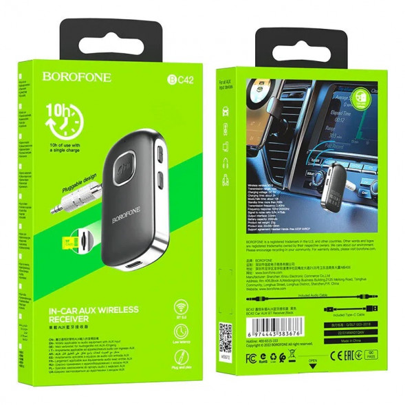 AUX Bluetooth Ресивер BC42 адаптер для музыки и громкой связи