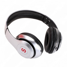 Наушники беспроводные полноразмерные TM-010S bluetooth, microSD (серебряный)