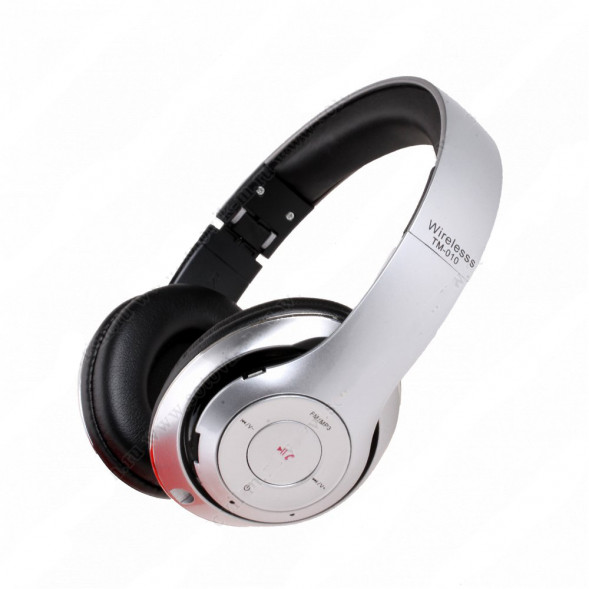 Наушники беспроводные полноразмерные TM-010S bluetooth, microSD (серебряный)