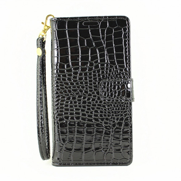 Чехол книжка под крокодиловую кожу для Microsoft Lumia 950 Dual (Черный)