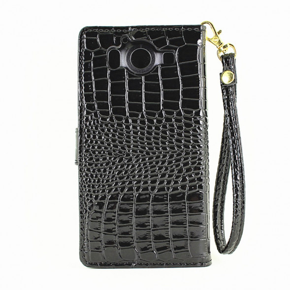 Чехол книжка под крокодиловую кожу для Microsoft Lumia 950 Dual (Черный)