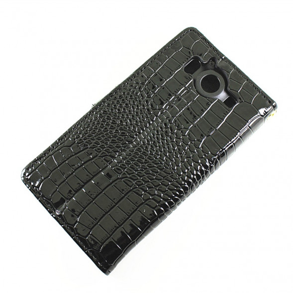 Чехол книжка под крокодиловую кожу для Microsoft Lumia 950 Dual (Черный)