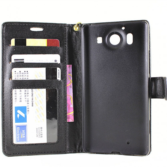 Чехол книжка под крокодиловую кожу для Microsoft Lumia 950 Dual (Черный)