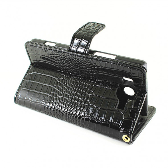 Чехол книжка под крокодиловую кожу для Microsoft Lumia 950 Dual (Черный)