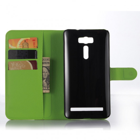 Чехол книжка с визитницей для Asus Zenfone 2 Laser ZE601KL (Зеленый)