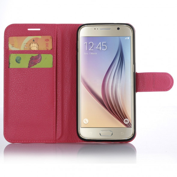 Чехол книжка с визитницей для Samsung Galaxy S7 (SM-G930) (Малиновый)