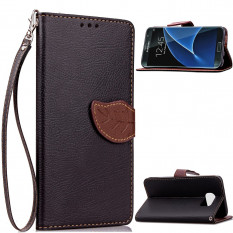 Чехол книжка с застежкой цветок для Samsung Galaxy S7 Edge G935 (Черный)