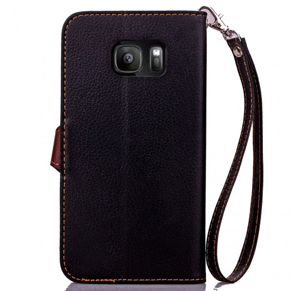 Чехол книжка с застежкой цветок для Samsung Galaxy S7 Edge G935 (Черный)